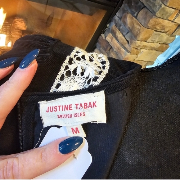 Justine Tabak British Corduroy Dress with Nottingham Lace Prairie Dress from UK - Picture 9 of 11